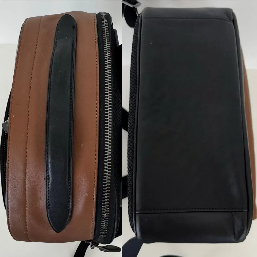 Coach Graham Leather Backpack With Laptop Compartment Saddle/Gunmetal C2934
